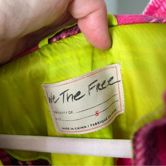 Free People / Down For You Plaid Shirt Jacket Pink - Picture 10 of 10